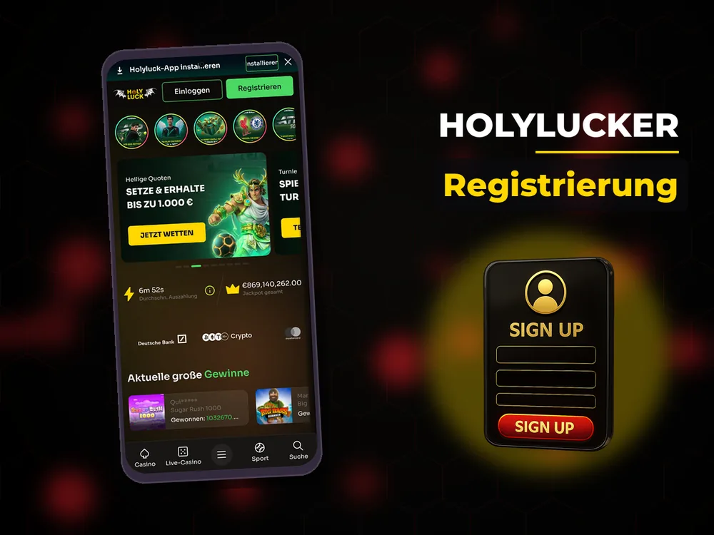 Holylucker - Registrierung